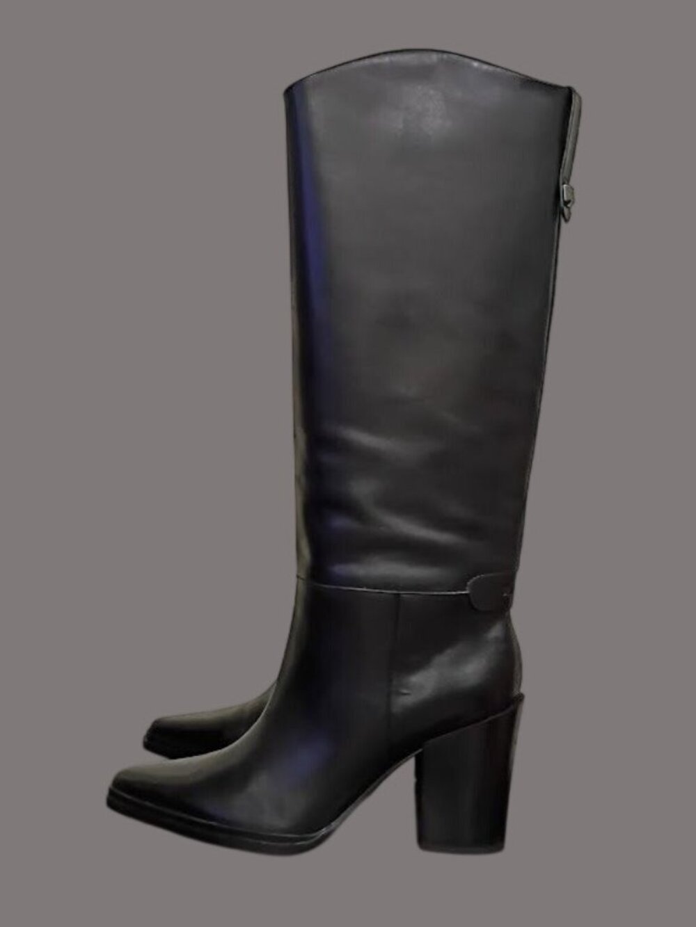 Franco Sarto Cowboy Boots Size 7.5 Black Side Zip Knee-High Equestrian Elegant